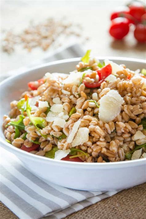 Farro Salad with Arugula, Cherry Tomatoes & Shaved Parmesan Flakes - Italian Recipe Book