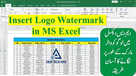 How to Add Watermark in MS Excel | Logo Watermark in Excel - YouTube