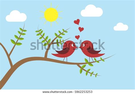 Two Cute Birds Love Kissing On Stock Vector (Royalty Free) 1862253253 | Shutterstock