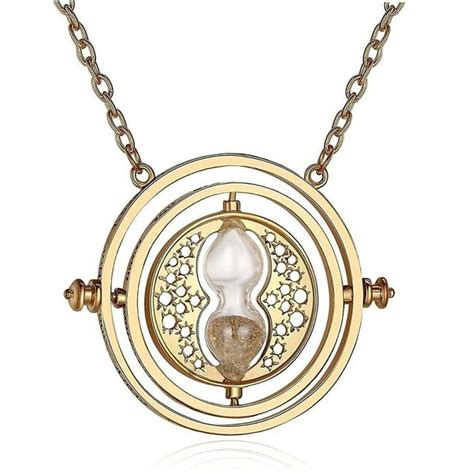 Harry Potter Jewelry Hermione Time Travel Magical Hourglass Rotating Necklace, Time Turner, Gold ...