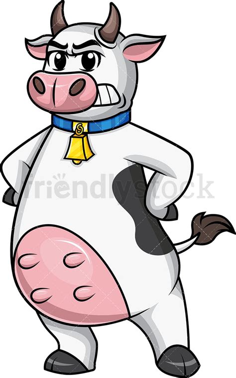 Angry Cow Mascot Cartoon Clipart Vector - FriendlyStock