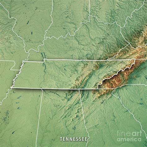 Topo Map Of Tennessee - Sheri Dorolice