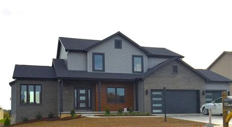 Gray Brick House with Black Trim | mastic-deep-granite-grey-siding-black-trim-cedar-siding ...