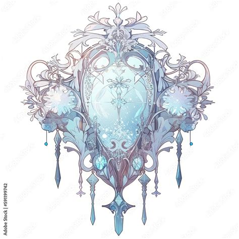 Fantasy art nouveau ice shield design. Generative AI Stock Illustration ...