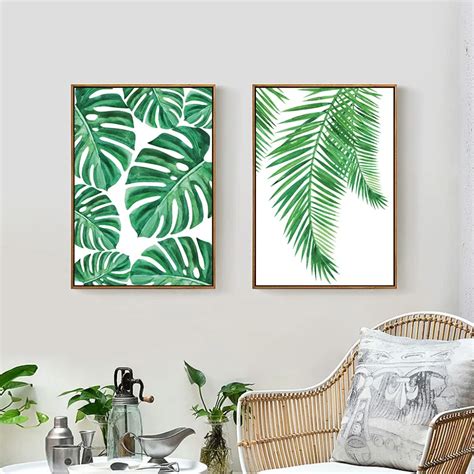 2021 Tropical Palm Leaf Canvas Painting Fresh Monstera Nordic ...