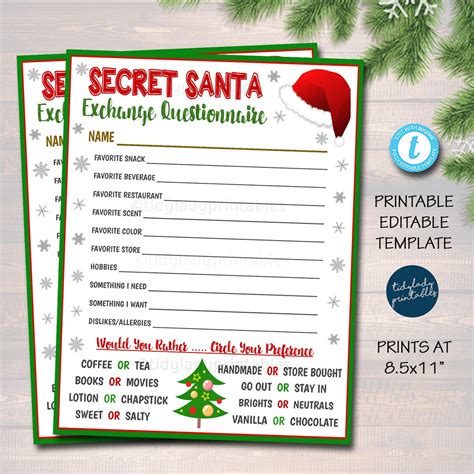 Printable Secret Santa Rules