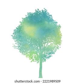 Watercolor Tree Silhouette Isolated On White Stock Illustration ...