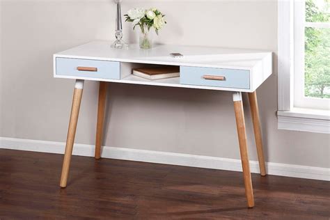 Ovela Scandinavian Style Study Desk with Light Blue Drawers (120 x 60cm ...