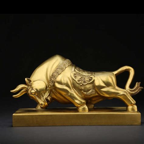 Small Golden Bull Statue Is Made of Brass - China Antique Bronze and ...