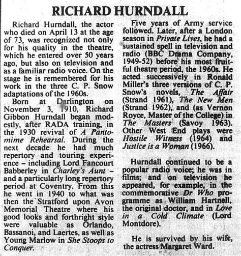 Richard Hurndall - The Doctor Who Cuttings Archive