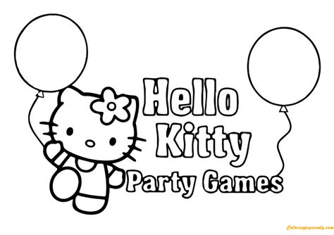 Hello Kitty With Party Games Coloring Page - Free Printable Coloring Pages