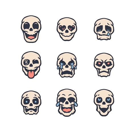 Premium Vector | Set of skull emojis