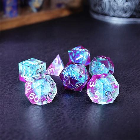 Juego de dados de cristal de hielo estilo D & D COC D4 D6 D8 D10 D % D12 D20, juegos de mesa DND ...