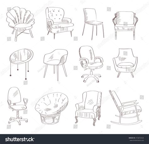 Set Chairs Vector Illustration Hand Drawn Stock Vector (Royalty Free ...