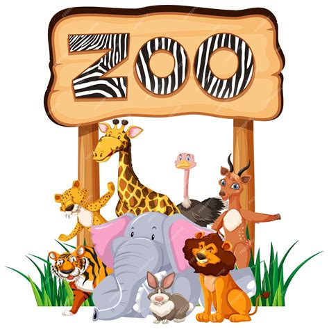 Free Vector | Zoo animals at the entrance sign