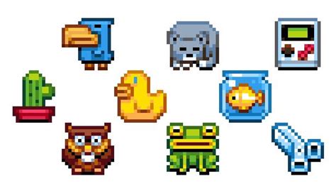 an image of pixel art with animals and birds