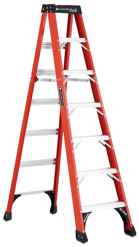 Louisville Ladder 8' Fiberglass Step Ladder, 12' Reach, 375 lbs Load ...