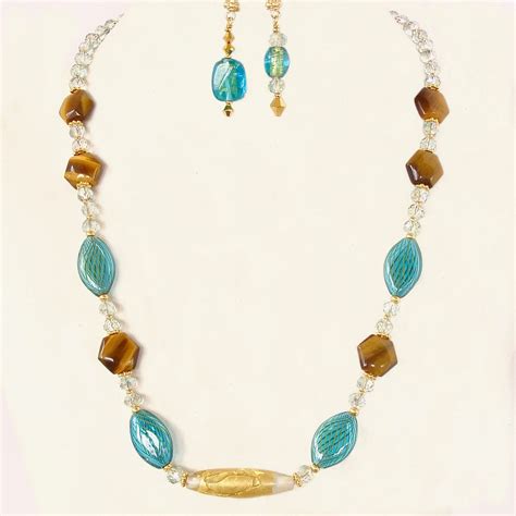 Delle: Venetian Glass Necklace Set – Earth and Moon Design