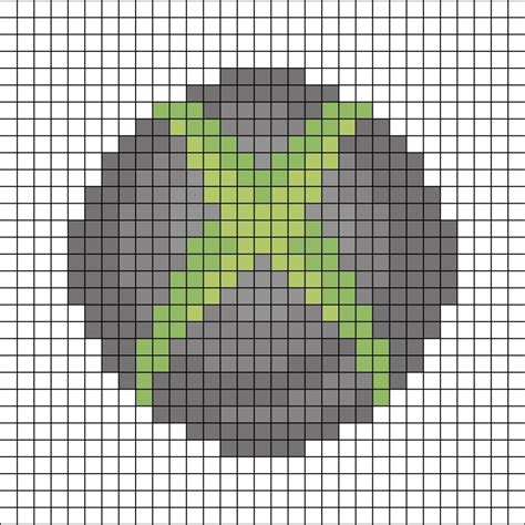 A pixel art, or perler beads template of the Xbox 360 logo from 2005 to ...