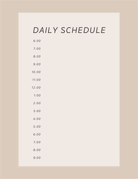 Daily Schedule Template Instant Downloadable Printable - Etsy