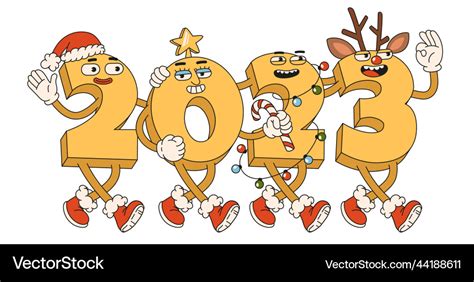 Happy new year 2023 numbers with santa claus Vector Image