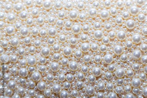 Pearl background. Texture from beads of white pearls Stock Photo | Adobe Stock