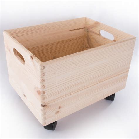 Large Wooden Stackable Storage Crate With Handles And Wheels / Toy ...