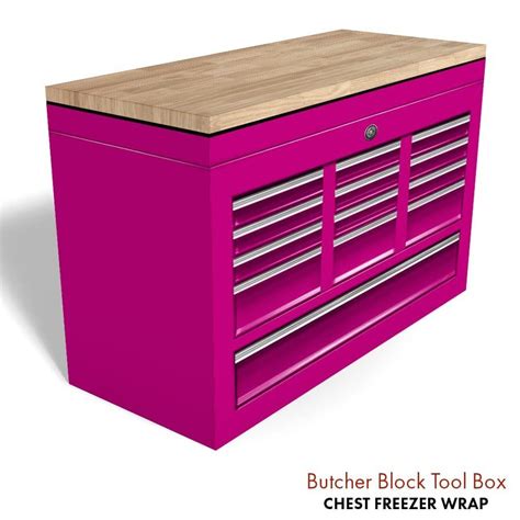 Butcherblock Workbench Tool Box Chest Freezer Wrap — RM wraps LLC | Pink tool box, Tool box ...