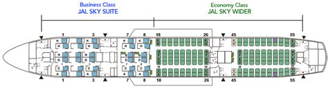 Seat Map and Seating Chart Japan Airlines JAL Boeing 787 8 Dreamliner ...