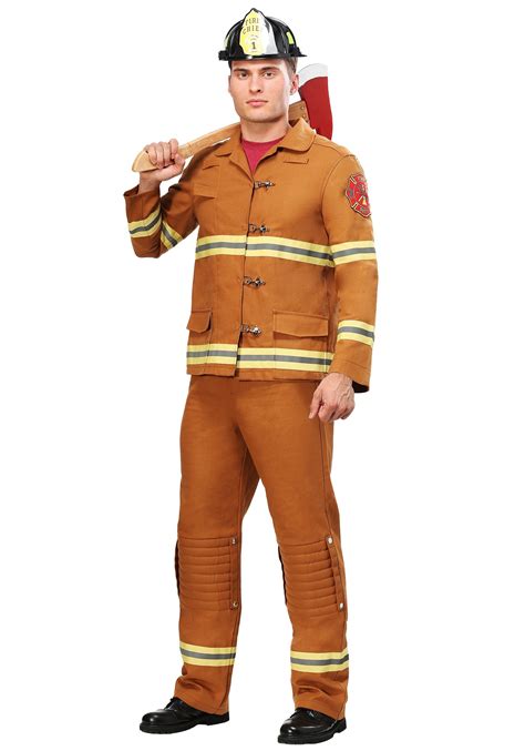 Tan Uniform Firefighter Costume for Adults