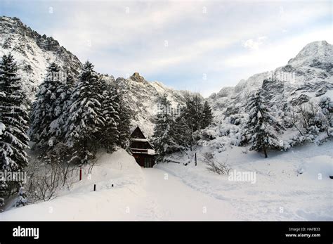 Beautiful scenery of snowy mountains Stock Photo - Alamy