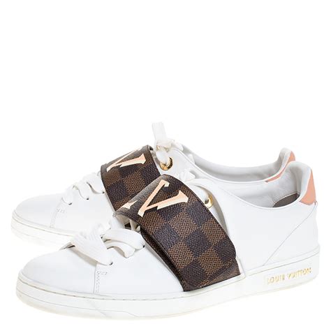 Louis Vuitton White Leather And Canvas Trim Frontrow Low Top Sneakers Size 37.5 Louis Vuitton | TLC