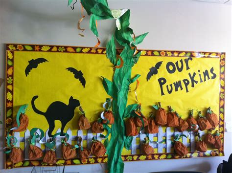 Pumpkin bulletin board "our pumpkins" halloween | Halloween crafts ...