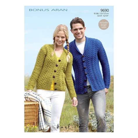 FREE PATTERN Hayfield Bonus Aran Cardigans Knitting Pattern | Hobbycraft