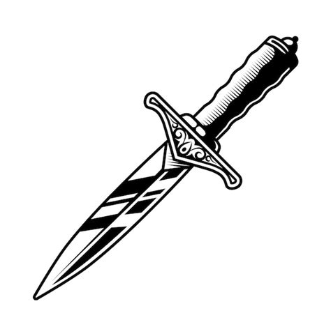 Premium Vector | Black and white image of a small dagger. black outline.