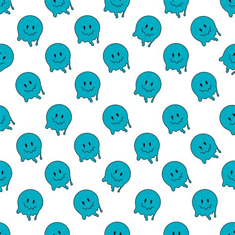 Funny smile dope faces seamless pattern. psychedelic surreal techno ...