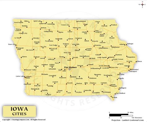 Iowa Cities Map, Iowa State Map with Cities