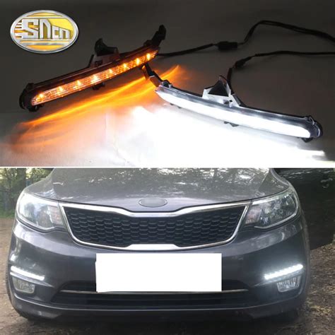 2PCS LED Daytime Running Light For Kia Rio K2 2015 2016 Yellow Turn ...