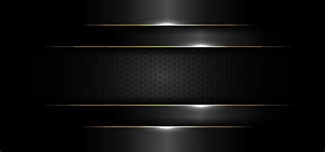 Abstract banner design template black glossy with gold line and lighting effect on dark ...