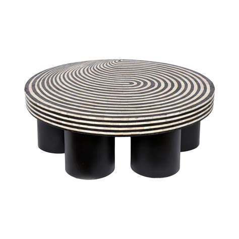 Wave Inspired Bone Inlay Round Coffee Table | Round coffee table, Bone ...