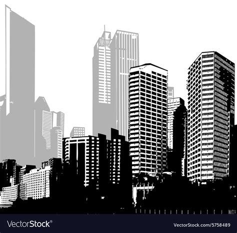 Black and white panorama cities art Royalty Free Vector