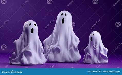 Playful White Ghost Halloween Decor Stands Out Against a Vibrant Purple Background Stock ...