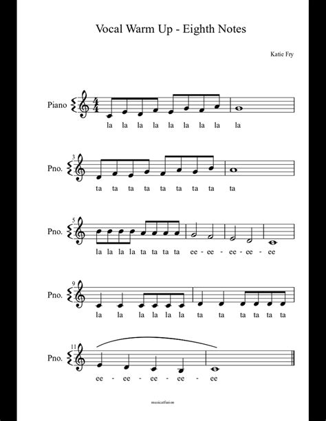 Vocal Warm Up - Eighth Notes sheet music download free in PDF or MIDI