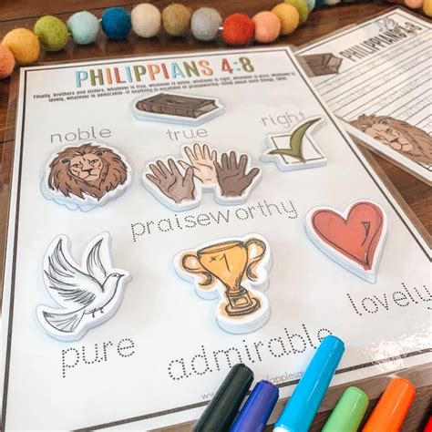 Bible Verse Activity Philippians 4:8 Printable Kids Bible - Etsy Norway