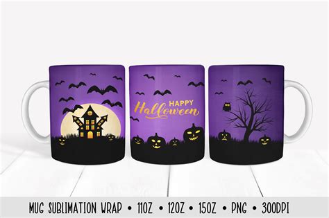 Happy Halloween Mug Sublimation Design. Halloween Mug Wrap. By ...