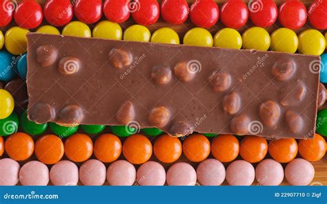 Colored, Round Chocolate Candies Stock Photo - Image of aromatic, food ...