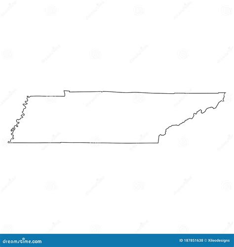 Tennessee TN State Border USA Map Outline Stock Vector - Illustration of tennessee, vector ...