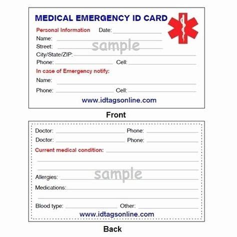 Medical Wallet Card Printable