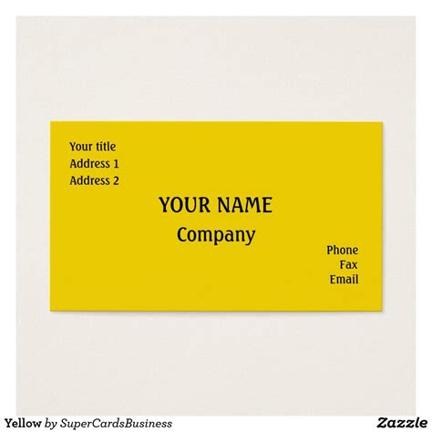 Yellow Business Card | Zazzle.com | Yellow business card, Business cards, Cards