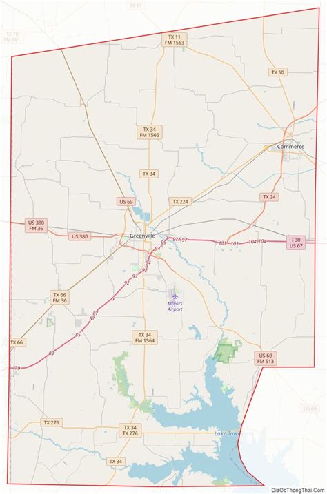 Map of Hunt County, Texas - Thong Thai Real